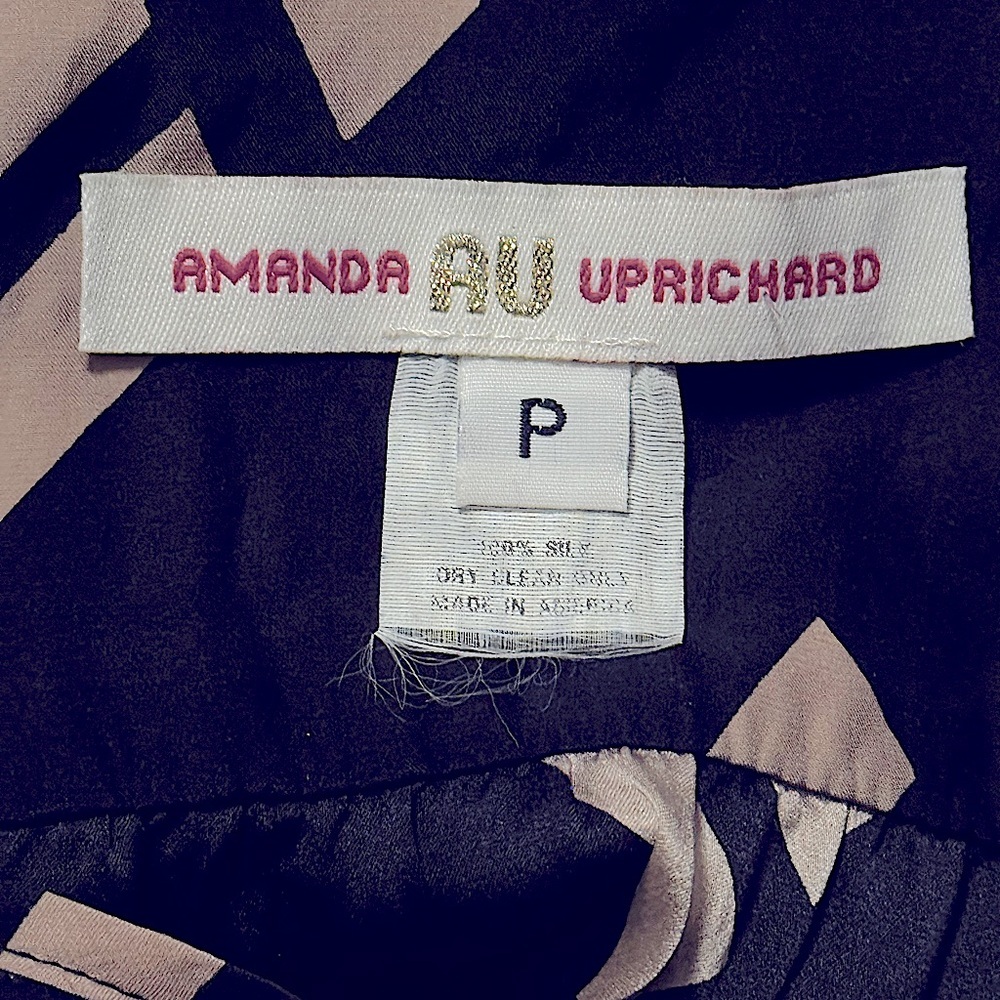 Amanda Uprichard Womens 80’s Geometric Black + Cream 100% Silk Tunic Top Blouse - Picture 5 of 6